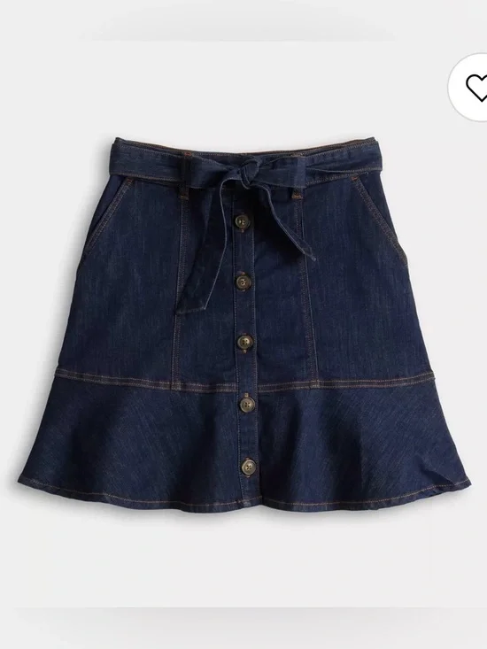 Nine West Ribbon Belt Button Front Denim Mini Skirt Size M - Picture 4 of 10